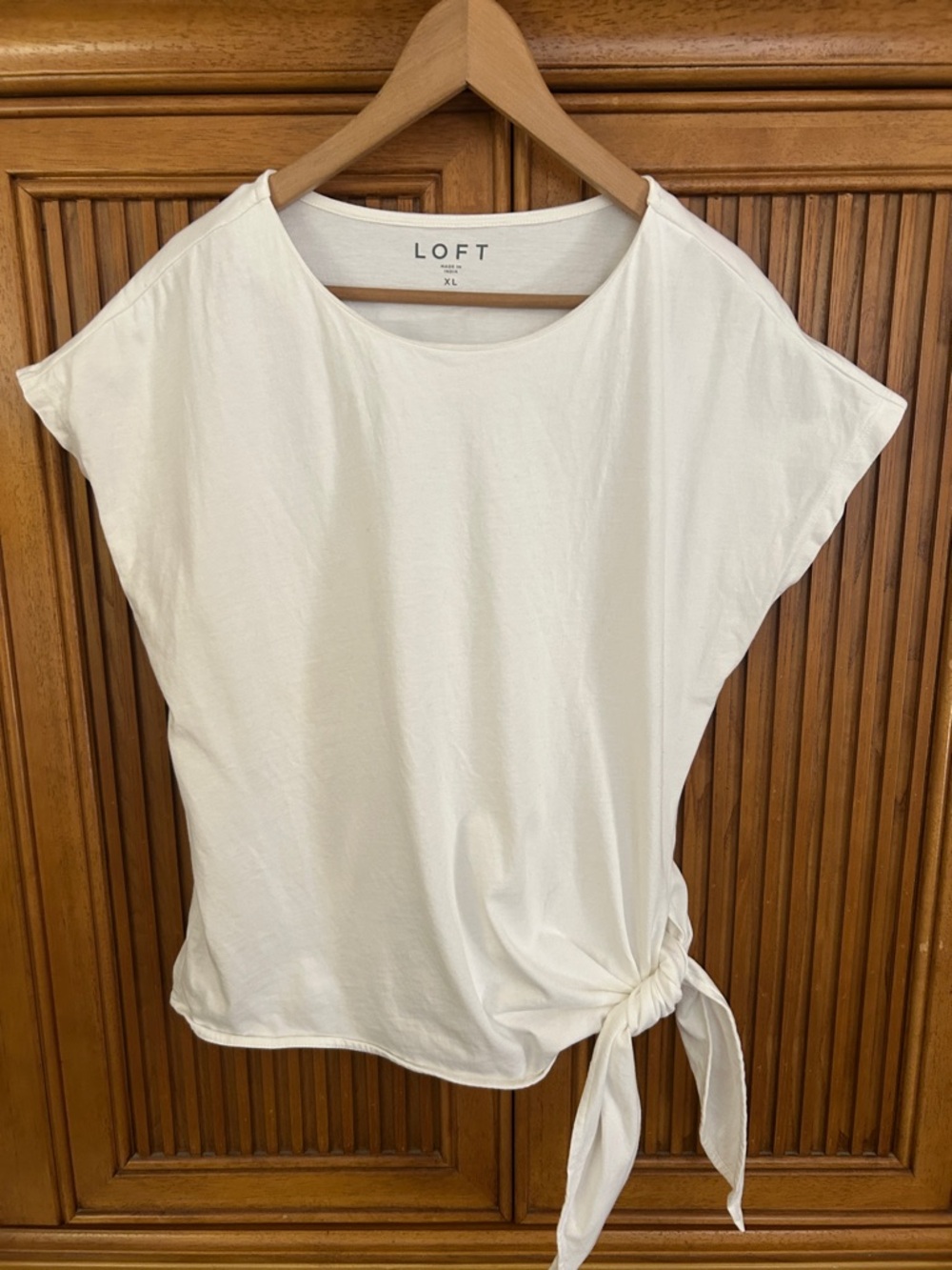 LOFT Crisp White Side-Tie Cap Sleeve Tee